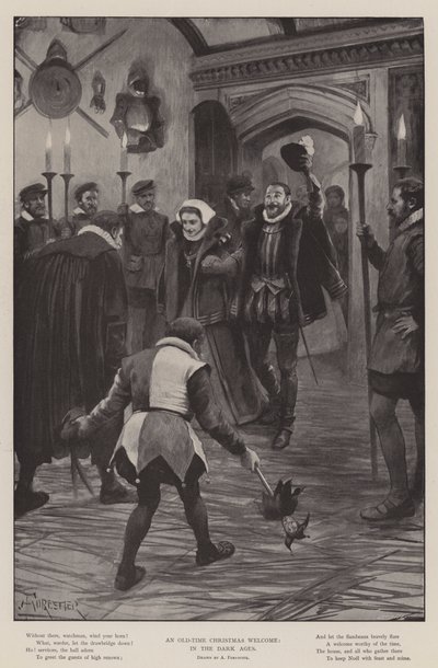 An Old-Time Christmas Welcome, in the Dark Ages by Amedee Forestier